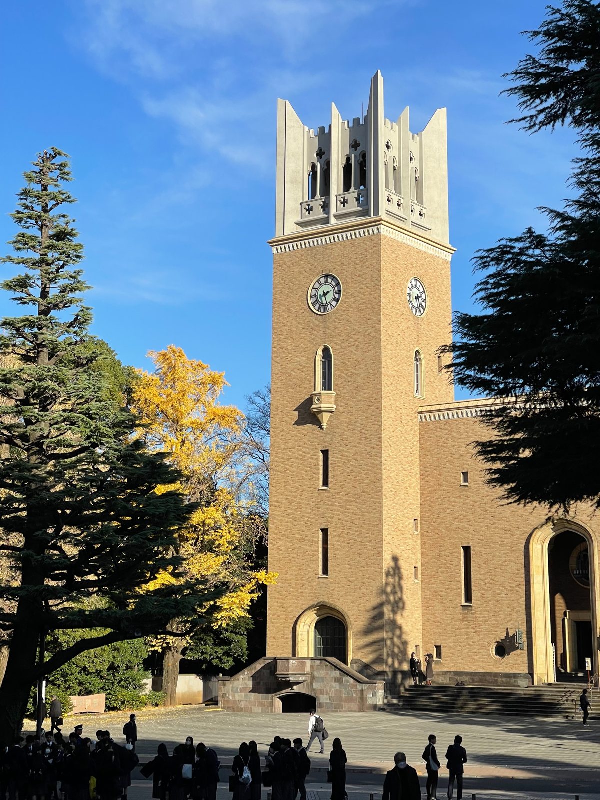 Waseda University's Okuma Auditorium — the neighborhood where he studies and lives.